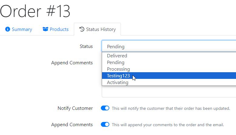 Orders Status - Sort Order