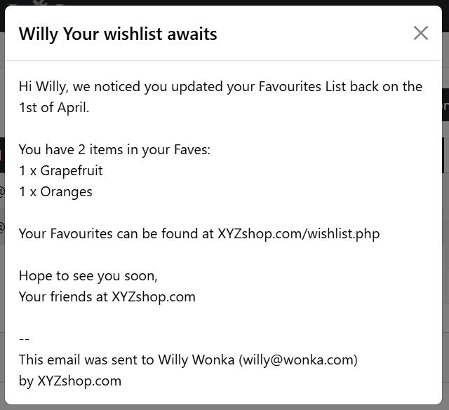Scheduler - Wishlist Reminder
