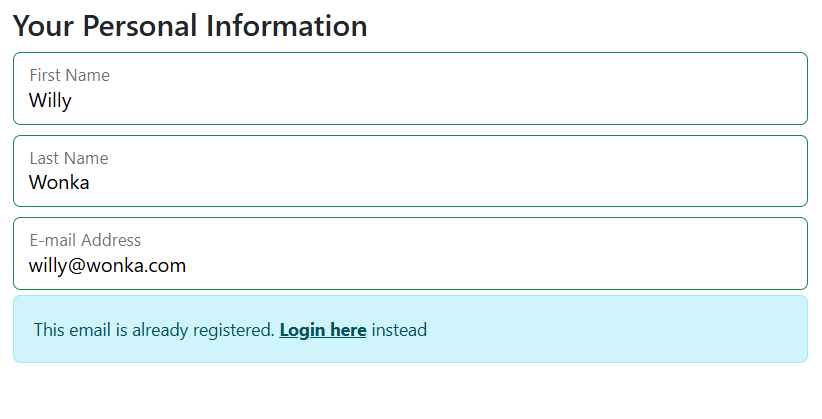 Email check - Create Account