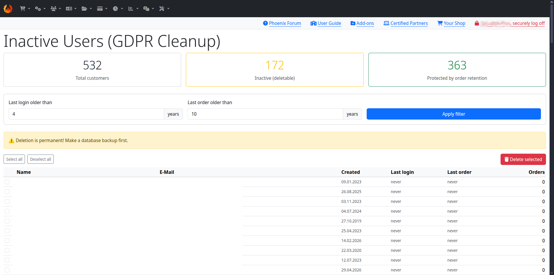 Delete Inactive Users (GDPR Cleanup)