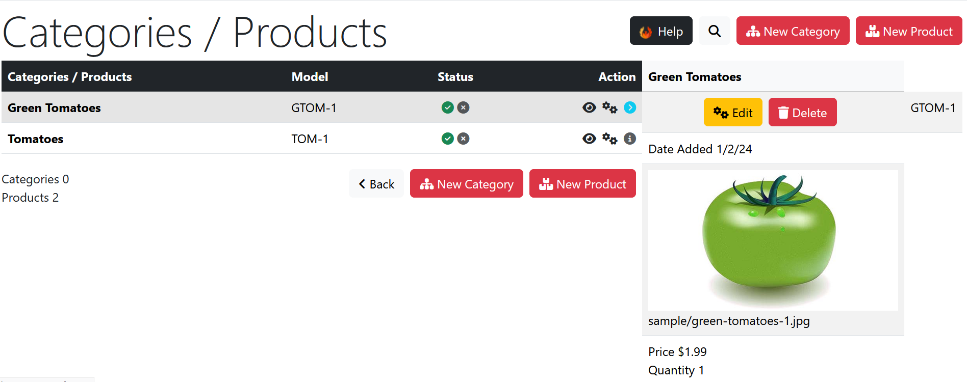 Admin Catalog Model