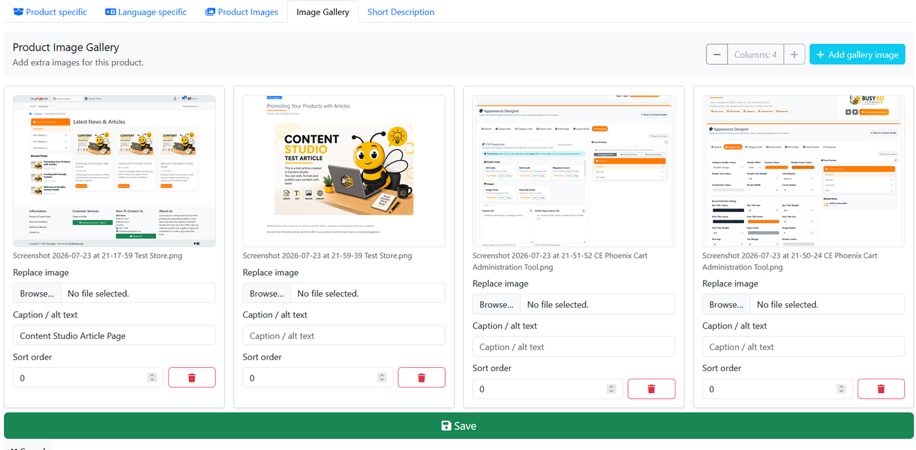 Image Gallery & Product Info Layout Module