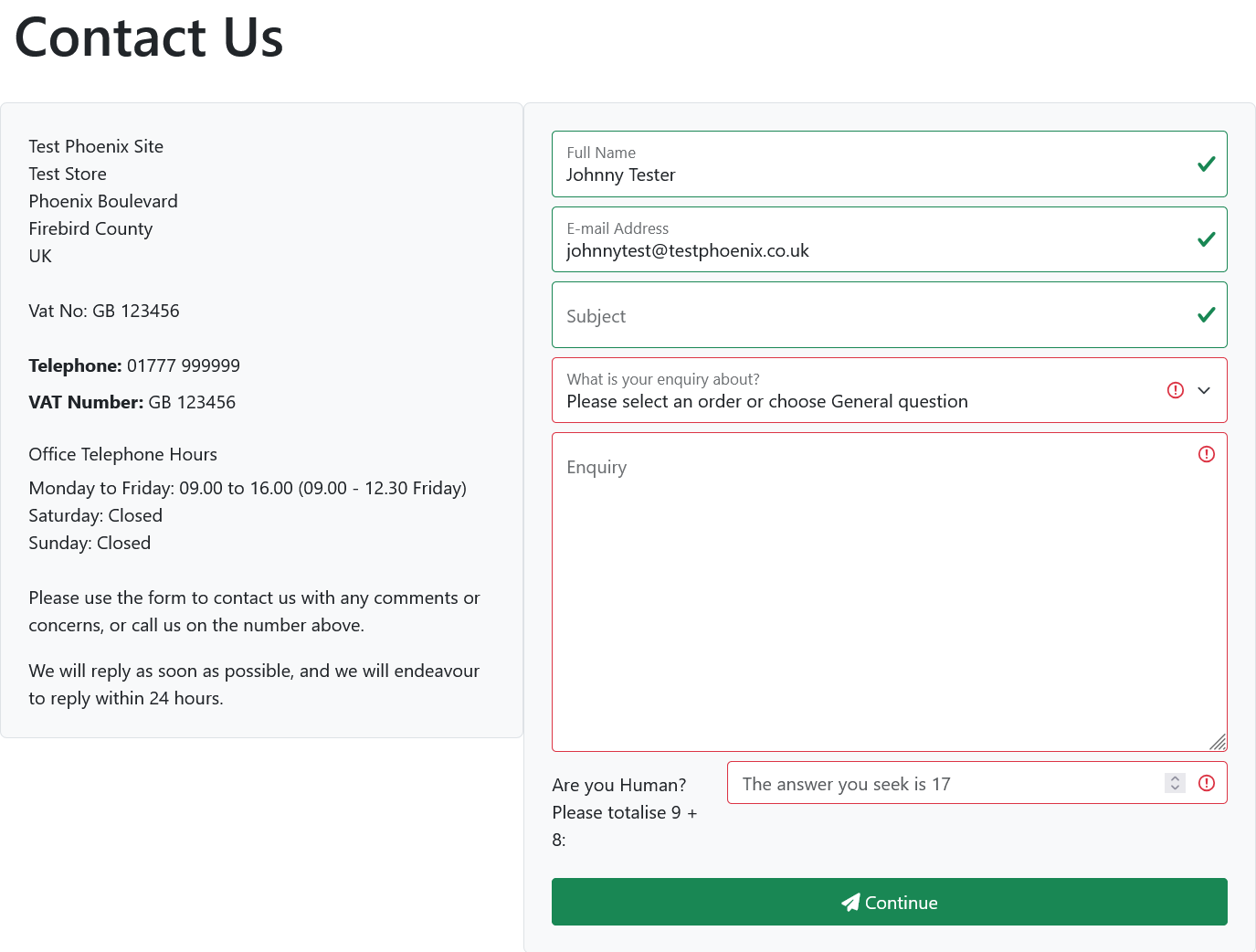 Enhanced Contact Us
