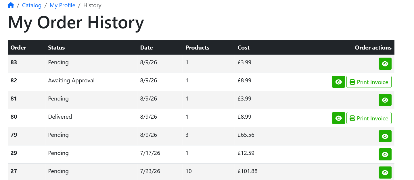 Customer Print Invoice