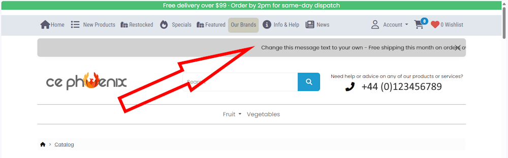 Header Scrolling Message