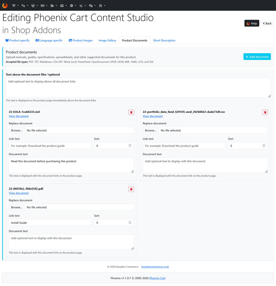 CE Phoenix Product Documents