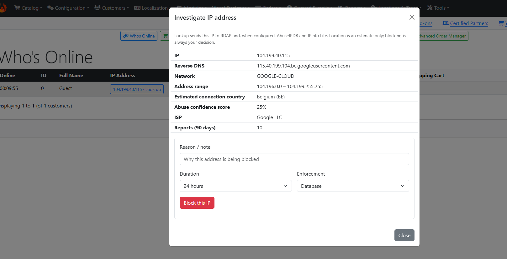 IP Lookup & Block