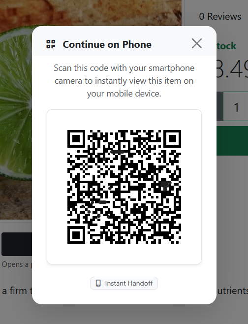 Mobile Handoff QR Code